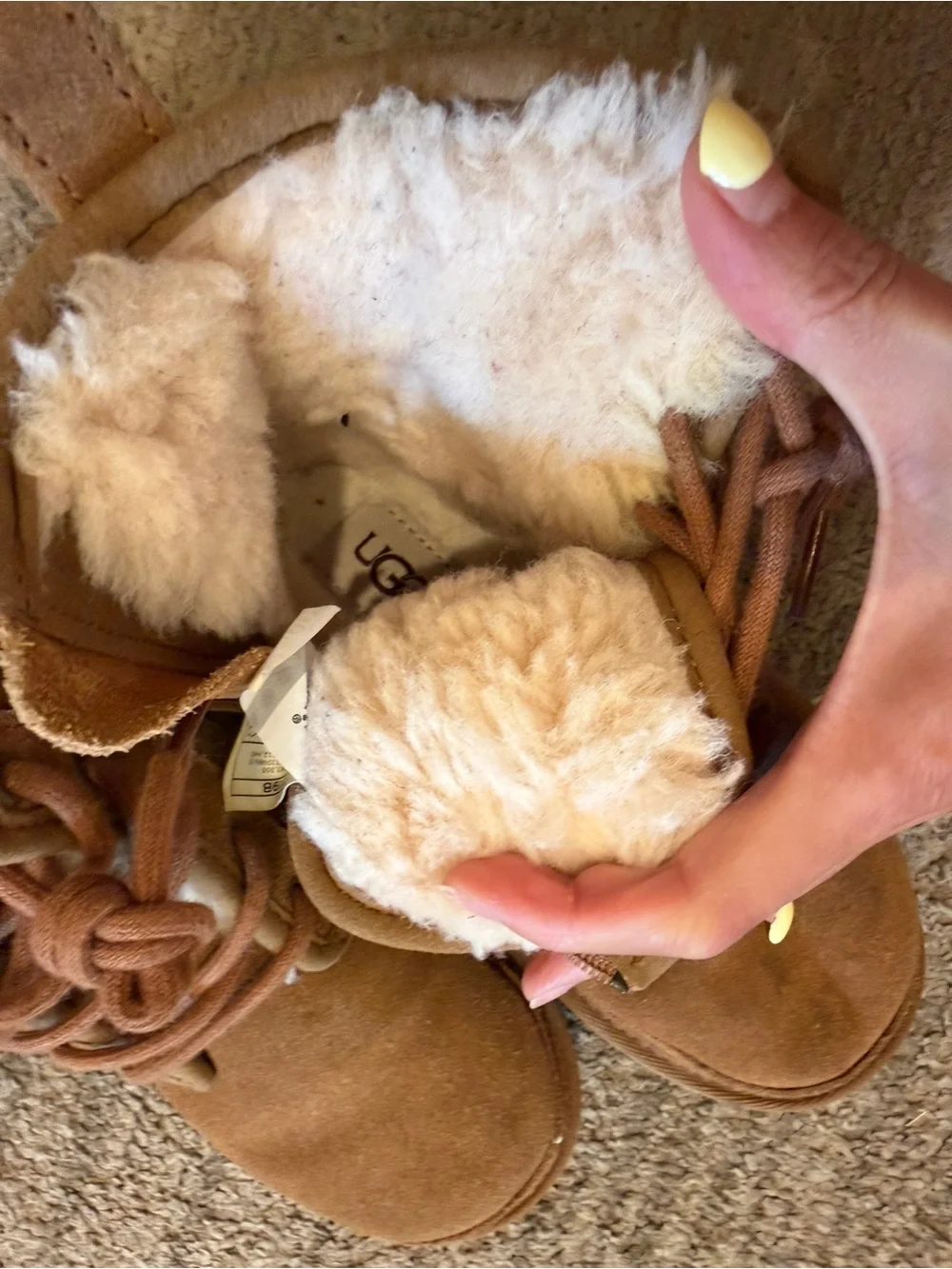 Kids Tan Suede UGG Winter Boots with Fur Lining size 13